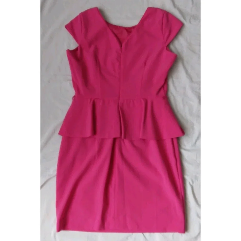Worthington Pink Peplum Dress Pink Sleeveless Barbie Womens Size 6P - Picture 6 of 9